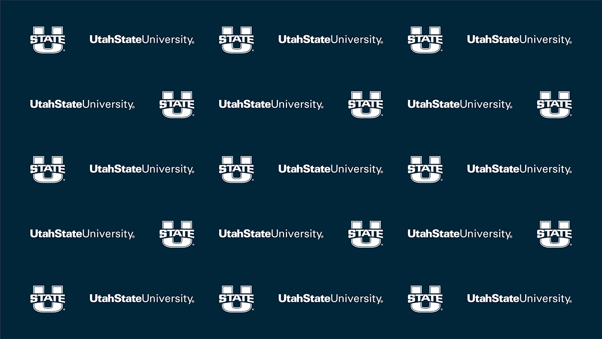 U State/USU wordmark blue background - Extension Zoom background