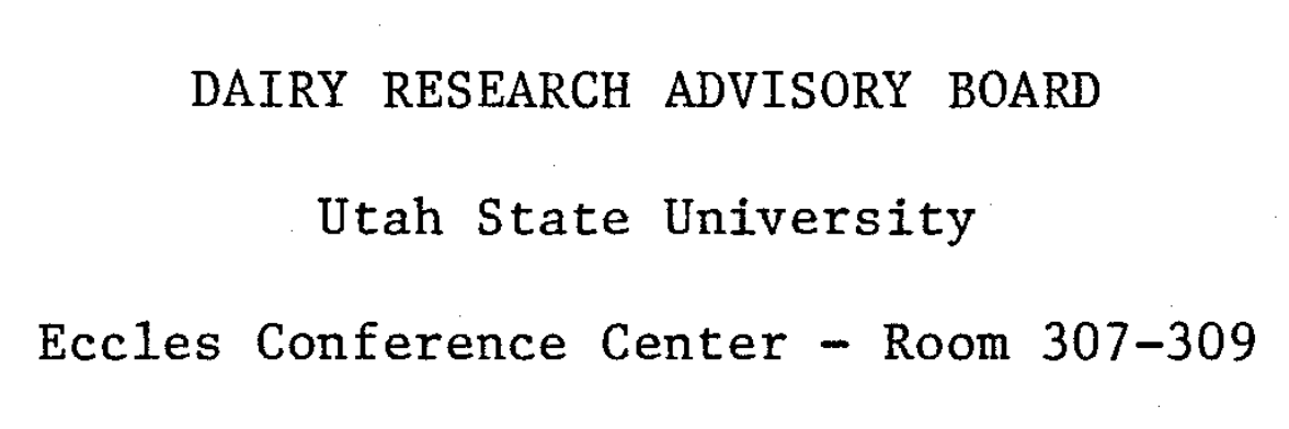 Dairy Research Advisory Report, 1982